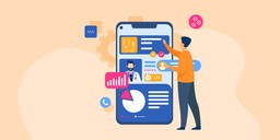 Illustration of a person interacting with a Digital Front Door solution on a mobile phone.