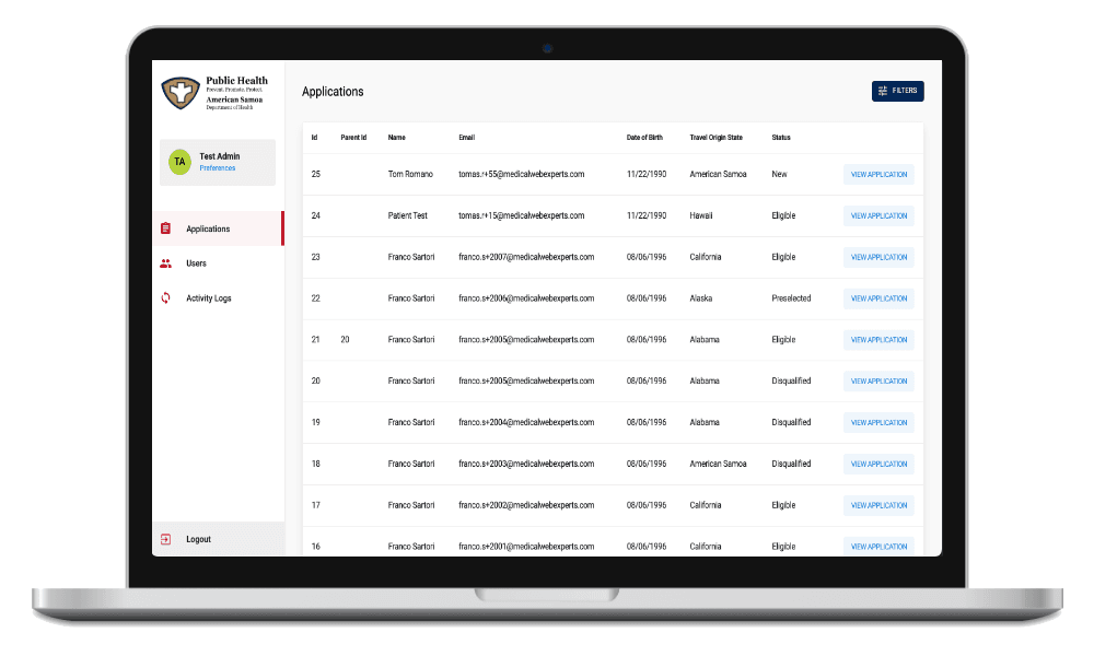 Custom portal development - American Samoa Department of Health