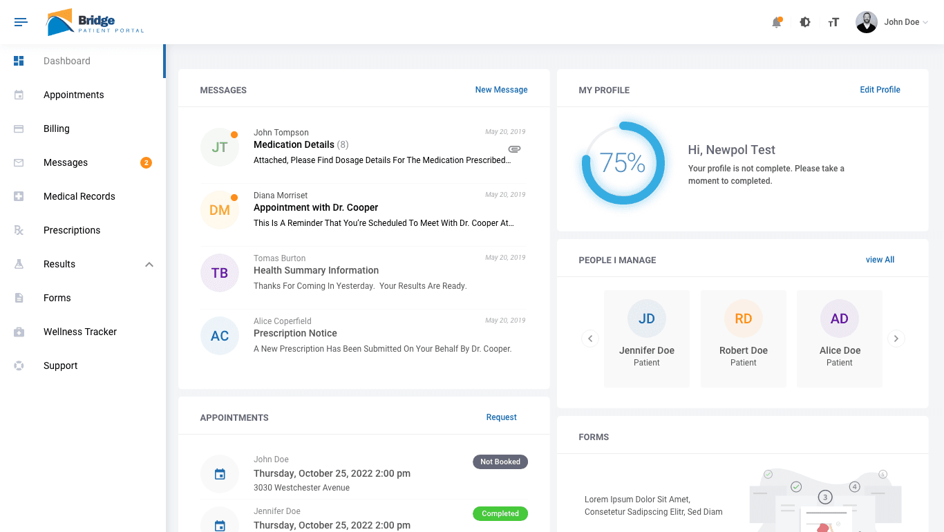 Custom patient portal development by MWE