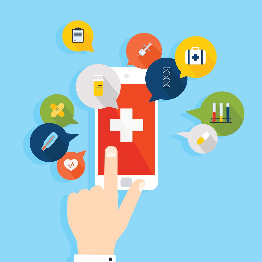 mHealth app open on smartphone